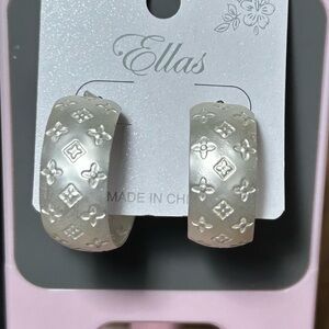 Stylish Silver Embossed Hoop Earrings